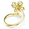 Idyllia open ring, Mixed cuts, Flower, Green, Gold-tone plated - Swarovski, 5721598