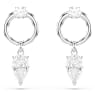 Mesmera drop earrings, Mixed cuts, White, Rhodium plated - Swarovski, 5723177