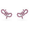 Lifelong Bow ต่างหูเม็ดเดี่ยว, โบว์, ชมพู, เคลือบโรเดียม - Swarovski, 5723557