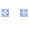 Matrix stud earrings, Square cut, Blue, Rhodium plated - Swarovski, 5723561