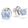 Orecchini a lobo Matrix, Taglio squadrato, Blu, Placcato rodio - Swarovski, 5723561