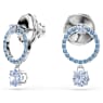 Attract damla küpeler, Yuvarlak kesim, Mavi, Rodyum kaplama - Swarovski, 5723563