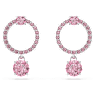 Attract drop earrings, Round cut, Pink, Rhodium plated - Swarovski, 5723565