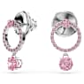 Attract drop earrings, Round cut, Pink, Rhodium plated - Swarovski, 5723565