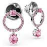 Attract drop earrings, Round cut, Pink, Rhodium plated - Swarovski, 5723565