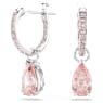 Attract ต่างหูทรงหยดน้ำ, เจียระไนทรงลูกแพร์, ชมพู, เคลือบโรเดียม - Swarovski, 5723566