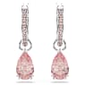 Attract ต่างหูทรงหยดน้ำ, เจียระไนทรงลูกแพร์, ชมพู, เคลือบโรเดียม - Swarovski, 5723566