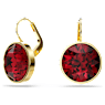 Bella drop earrings, Round cut, Red, Gold-tone plated - Swarovski, 5724288