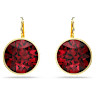 Bella drop earrings, Round cut, Red, Gold-tone plated - Swarovski, 5724288