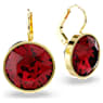 Bella drop earrings, Round cut, Red, Gold-tone plated - Swarovski, 5724288