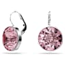 Bella drop earrings, Round cut, Pink, Rhodium plated - Swarovski, 5724290