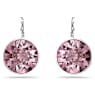 Bella drop earrings, Round cut, Pink, Rhodium plated - Swarovski, 5724290