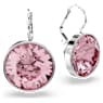 Bella drop earrings, Round cut, Pink, Rhodium plated - Swarovski, 5724290