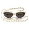 Sunglasses, Cat-eye shape, Chain, Gray - Swarovski, 5724499