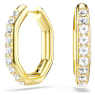 Dextera ต่างหูแบบห่วง, ทรงแปดเหลี่ยม, เจียระไนทรงกลม, ขาว, เคลือบโทนสีทอง - Swarovski, 5724584