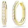 Dextera ต่างหูแบบห่วง, ทรงแปดเหลี่ยม, เจียระไนทรงกลม, ขาว, เคลือบโทนสีทอง - Swarovski, 5724584