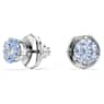Solitaire stud earrings, Round cut, Blue, Rhodium plated - Swarovski, 5725002