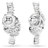 Matrix earrings, Baguette cut, Knot, White, Rhodium plated - Swarovski, 5727040