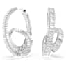 Matrix hoop earrings, Baguette cut, Ribbon, White, Rhodium plated - Swarovski, 5727113