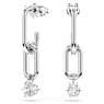 Constella drop earrings, Round cut, White, Rhodium plated - Swarovski, 5728584