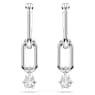 Constella drop earrings, Round cut, White, Rhodium plated - Swarovski, 5728584