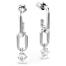Constella drop earrings, Round cut, White, Rhodium plated - Swarovski, 5728584