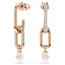Σκουλαρίκια-σταγόνα Constella, Crystal pearl, Στρογγυλή κοπή, Λευκά, Επιμετάλλωση σε ροζ χρυσαφί τόνο - Swarovski, 5728585