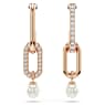 Σκουλαρίκια-σταγόνα Constella, Crystal pearl, Στρογγυλή κοπή, Λευκά, Επιμετάλλωση σε ροζ χρυσαφί τόνο - Swarovski, 5728585