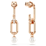 Σκουλαρίκια-σταγόνα Constella, Crystal pearl, Στρογγυλή κοπή, Λευκά, Επιμετάλλωση σε ροζ χρυσαφί τόνο - Swarovski, 5728585
