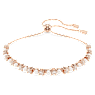 Matrix Tennis bracelet, Crystal pearl, Round cuts, White, Rose gold-tone plated - Swarovski, 5729506