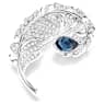 Idyllia 胸針, 混合式切割, 羽毛, 藍色, 鍍白金色 - Swarovski, 5730360