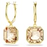 Millenia drop earrings, Square cut, Caramel, Gold-tone plated - Swarovski, 5731148