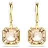 Millenia drop earrings, Square cut, Caramel, Gold-tone plated - Swarovski, 5731148