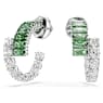 Matrix hoop earrings, Mixed cuts, Green, Rhodium plated - Swarovski, 5732264