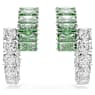Matrix hoop earrings, Mixed cuts, Green, Rhodium plated - Swarovski, 5732264
