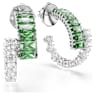 Matrix hoop earrings, Mixed cuts, Green, Rhodium plated - Swarovski, 5732264