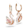 Swan drop earrings, Pavé, Swan, Pink - Swarovski, 5732415