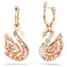 Swan drop earrings, Pavé, Swan, Pink - Swarovski, 5732415