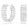 Pendientes de aro Matrix, Talla baguette, Blancos, Baño de rodio - Swarovski, 5733397