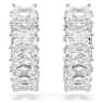 Matrix hoop earrings, Baguette cut, White, Rhodium plated - Swarovski, 5733397