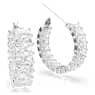Matrix hoop earrings, Baguette cut, White, Rhodium plated - Swarovski, 5733397