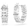 Matrix hoop earrings, Baguette cut, White, Rhodium plated - Swarovski, 5733397