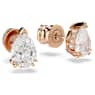 Stilla stud earrings, Pear cut, White, Rose gold-tone plated - Swarovski, 5734248