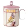 Idyllia mug, Porcelain, Crystal print motif, Finch, Pink - Swarovski, 5735532
