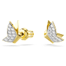 Clous d'oreilles Idyllia Lilia, Papillon, Blanches, Placage de ton or - Swarovski, 5736070