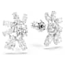 Mesmera stud earrings, Mixed cuts, Flower, White, Rhodium plated - Swarovski, 5737462