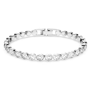 Brățară Tennis, Tăietură rotundă, Alb, Placat cu rodiu - Swarovski, 1791305
