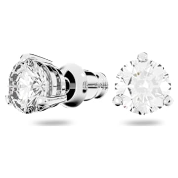 Solitaire スタッドピアス, ラウンドカット, ホワイト, ロジウム・プレーティング - Swarovski, 1800046