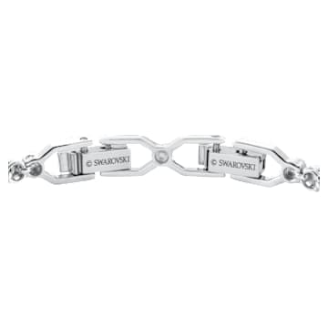Brățară Emily, Tăietură rotundă, Alb, Placat cu rodiu - Swarovski, 1808960