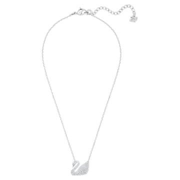 Swan 项链, 天鹅, 白色, 镀铑 - Swarovski, 5007735
